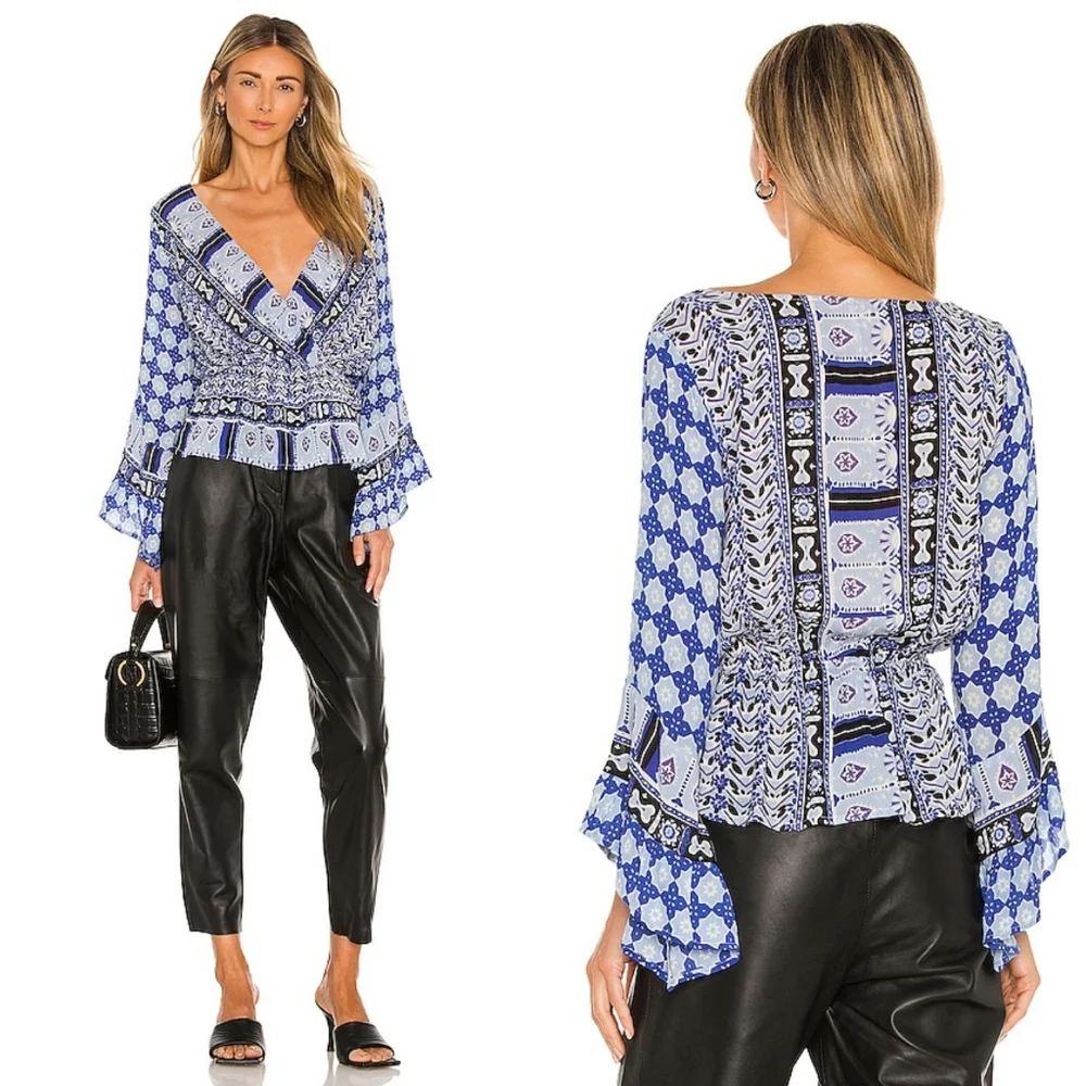 NWT Free People Rosalie Wrap Top Indigo